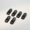 CAMPY black heavy-duty ABS plastic camping tarp clips with locking clamp and spiral tightening system, set of 5.