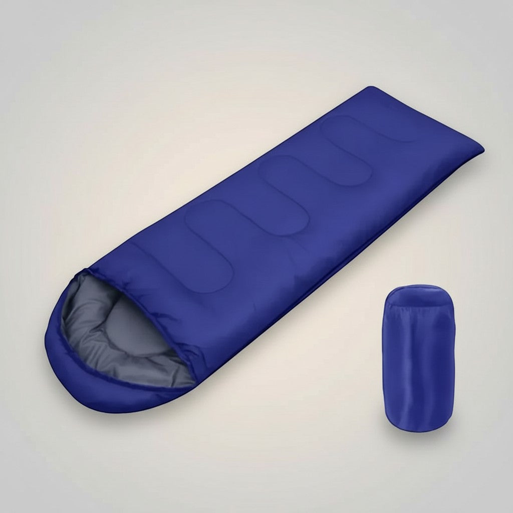 CAMPY ultralight blue 4-season waterproof polyester camping sleeping bag with compression sack.