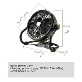 12V Camping Fan With LED Lights Exterior Large Cooling Desk Fans With 5200Ah Battery For Tourism Emergency Outages