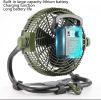 12V Camping Fan With LED Lights Exterior Large Cooling Desk Fans With 5200Ah Battery For Tourism Emergency Outages