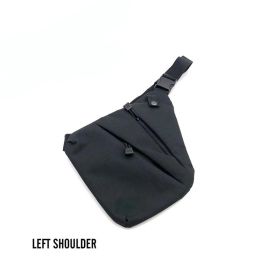 Men's Nylon Shoulder Bag; Multifunctional Concealed Tactical Storage Bag; Holster (Color: Black Left)