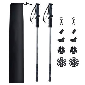 Camping & Hiking Adjustable Anti-Shock Hiking Walking Climbing Sticks (Color: Black B)