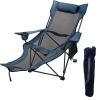 Folding Camp Chair 330 lbs Capacity w/ Footrest Mesh Lounge Chair, Cup Holder and Storage Bag