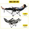 Folding Camp Chair 330 lbs Capacity w/ Footrest Mesh Lounge Chair, Cup Holder and Storage Bag