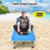 Folding Camping Cot with Side Storage Pocket Detachable Headrest